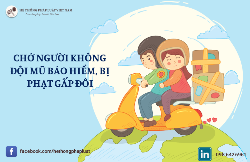 Chở người không đội mũ bảo hiểm bị phạt gấp đôi